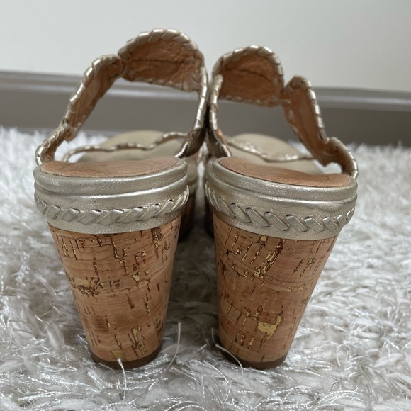 Jack Rogers Platinum Leigh Wedge Sandals Soft Gold - Picture 6 of 11